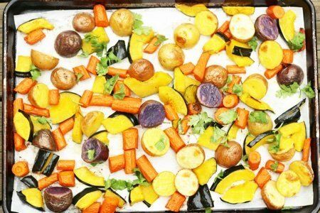 Recipe with roasted winter vegetables