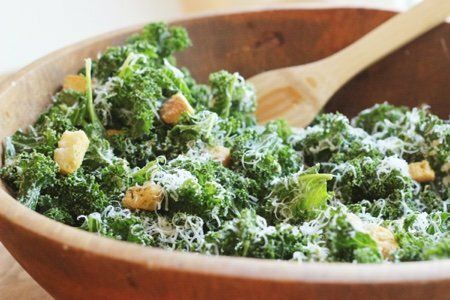 Uncooked Kale Caesar Salad