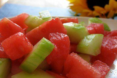Watermelon Cucumber Lime Salad